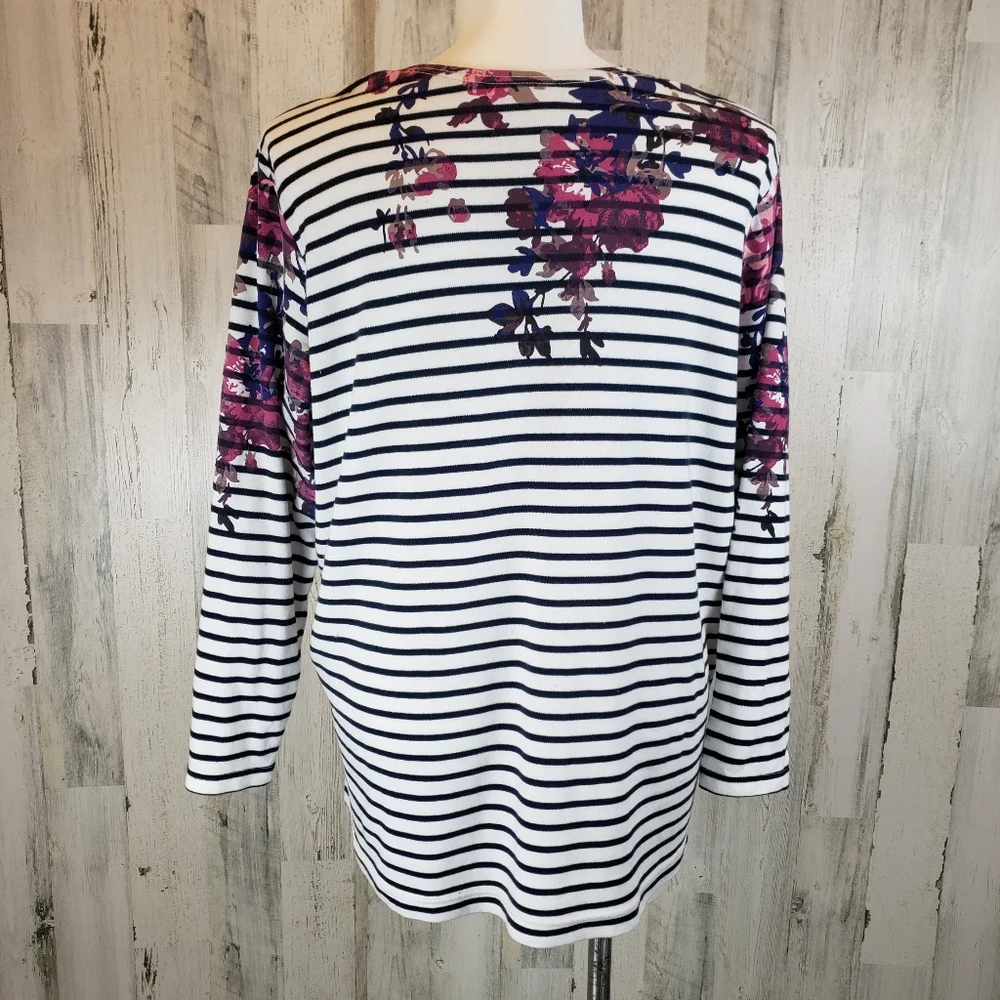 Quacker Factory Striped Floral Women's Top Size 2X - Picture 4 of 8